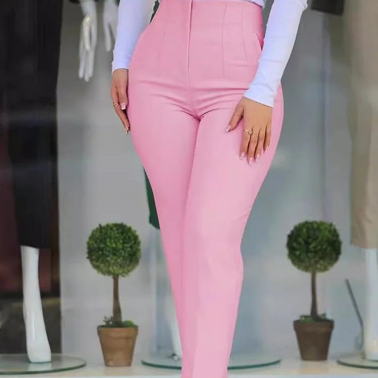 Pantalon plissé à fermeture éclair pour femmes