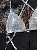 Maillot de bain une pièce en cuir PU brillant pour femmes