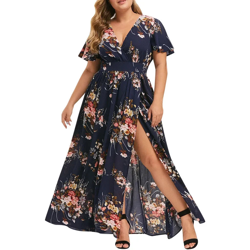 Robe fendue imprimée pour femmes
