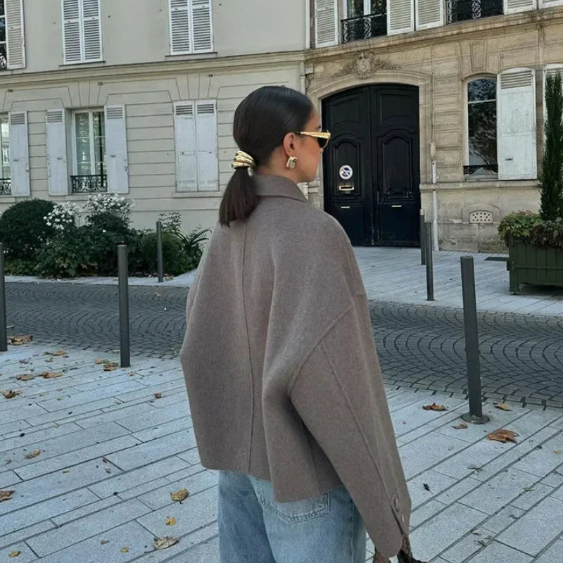 Manteau d'automne décontracté en laine pour femmes