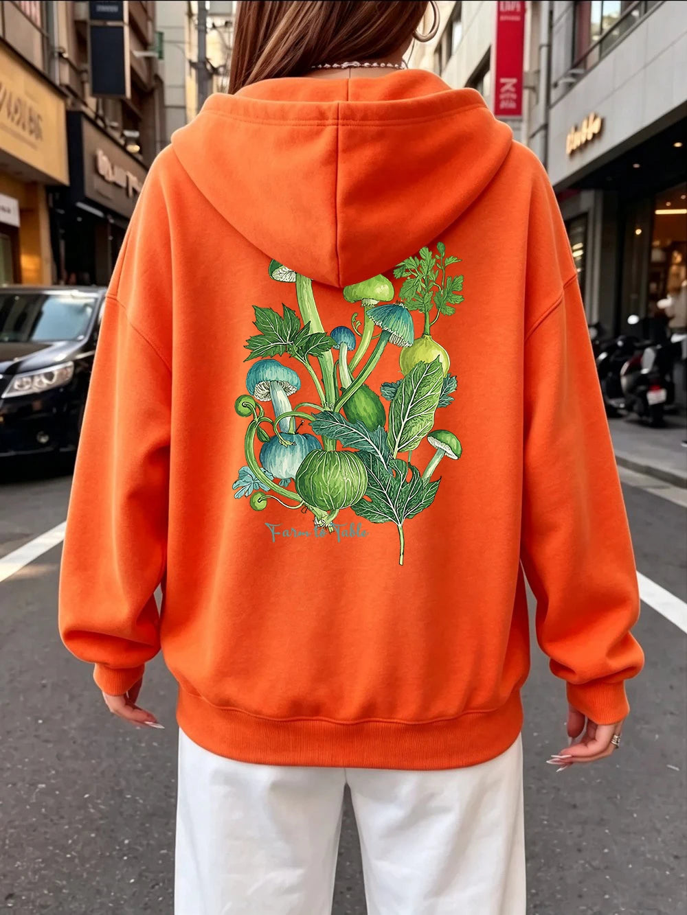 Sweat-shirts à capuche imprimés Farm To Table pour femmes