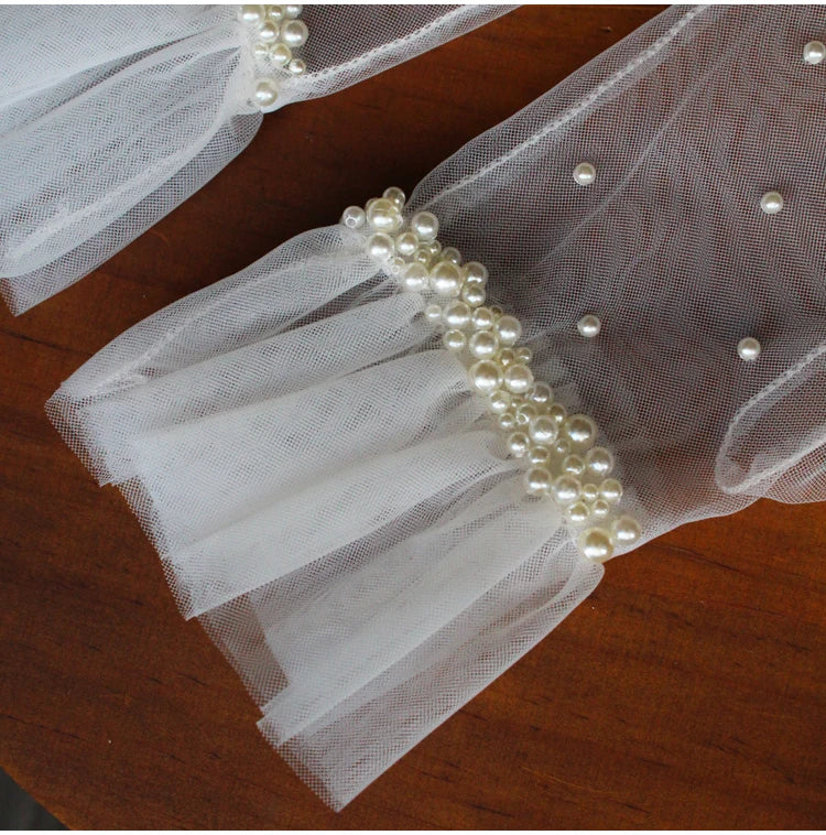 Gants en tulle à bord à volants pour femmes
