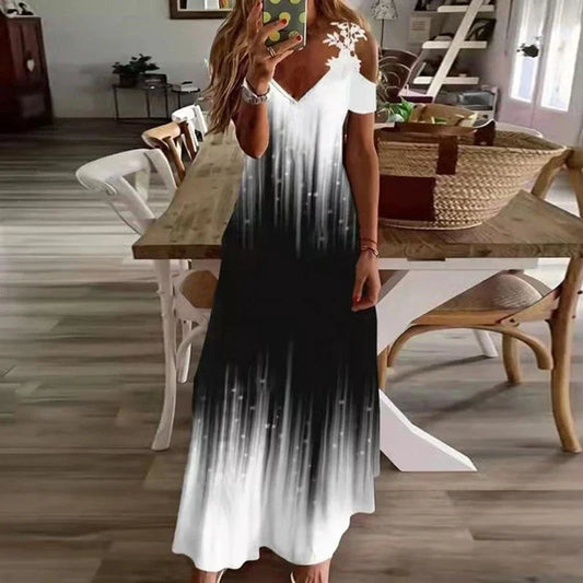 Robe Longue Blanche en Dentelle Femme – Imprimée