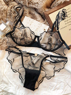 Ensemble soutien-gorge Sexy en maille respirante et culotte assortie pour femmes