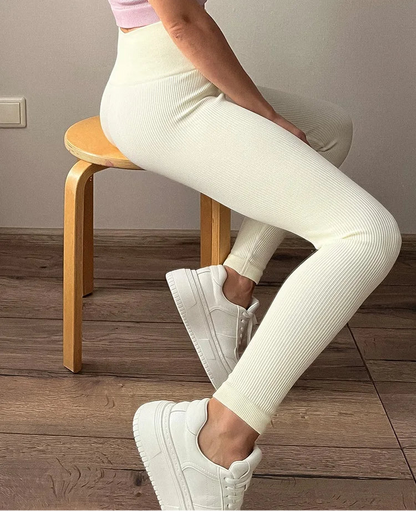 Legging Thermique Femme – Côtelé et Taille Haute