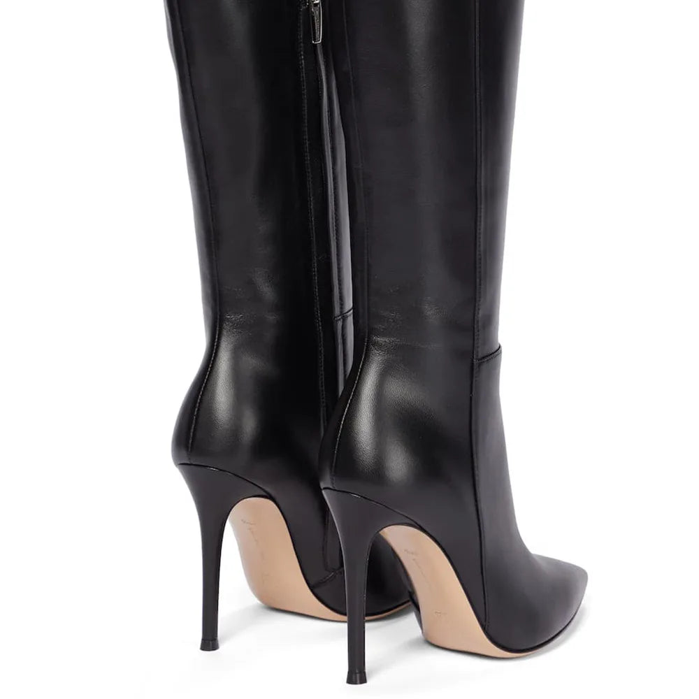 Botte noires en cuir pour femmes