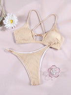 Maillot de bain deux pièces bikini uni Push-up pour femmes