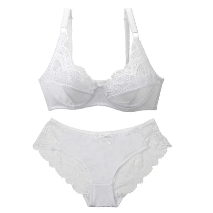 Ensemble Lingerie Femme – Push-Up à Nœud en Dentelle et Culotte
