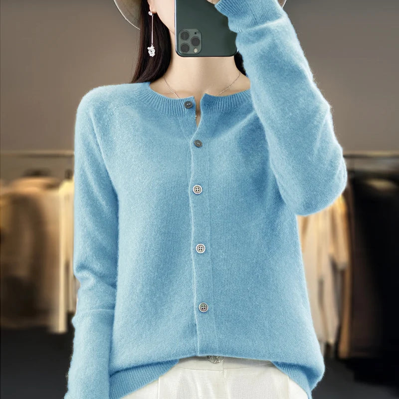 Cardigan ample 100% laine pure pour femmes