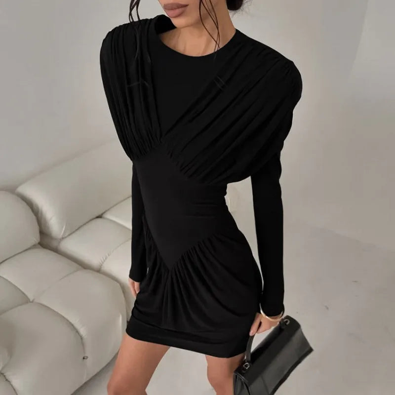Robe mini moulante plissée taille haute pour femmes