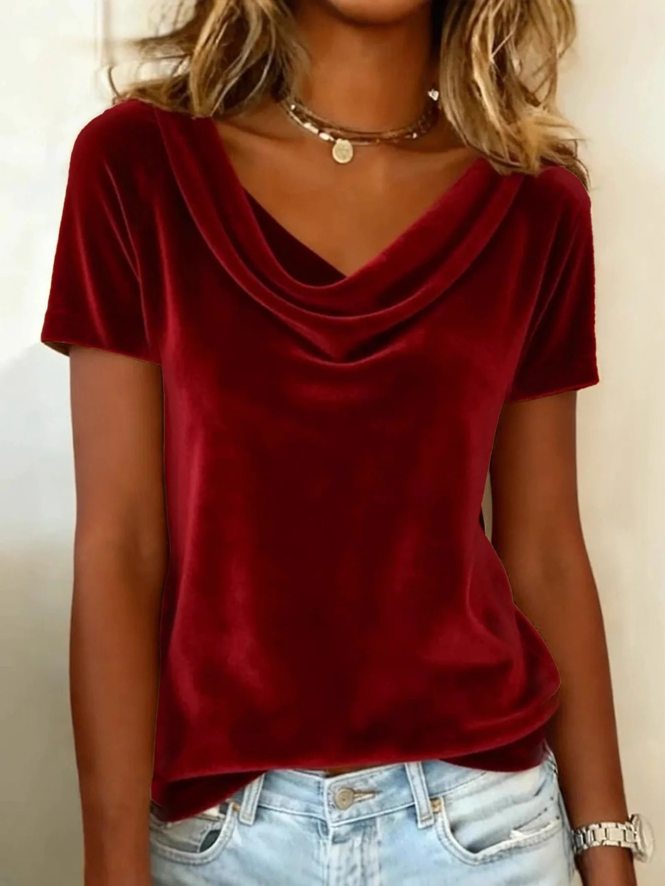 T-shirts amples décontractés de couleur unie pour femmes