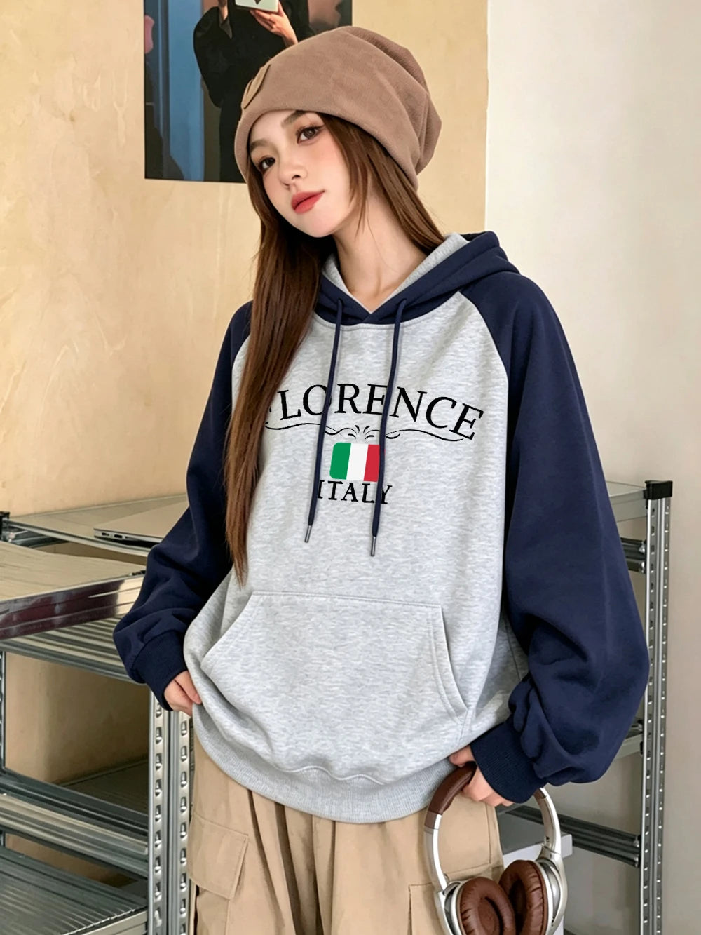 Sweat à capuche imprimé Florence Italy pour femmes