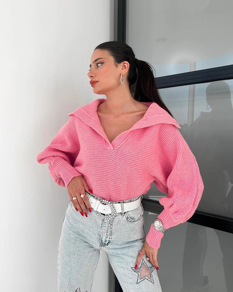 Pull court en tricot vintage pour femmes