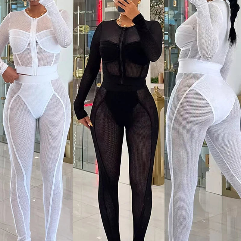 Ensemble femme 2 pièces zippé avec t-shirt et legging
