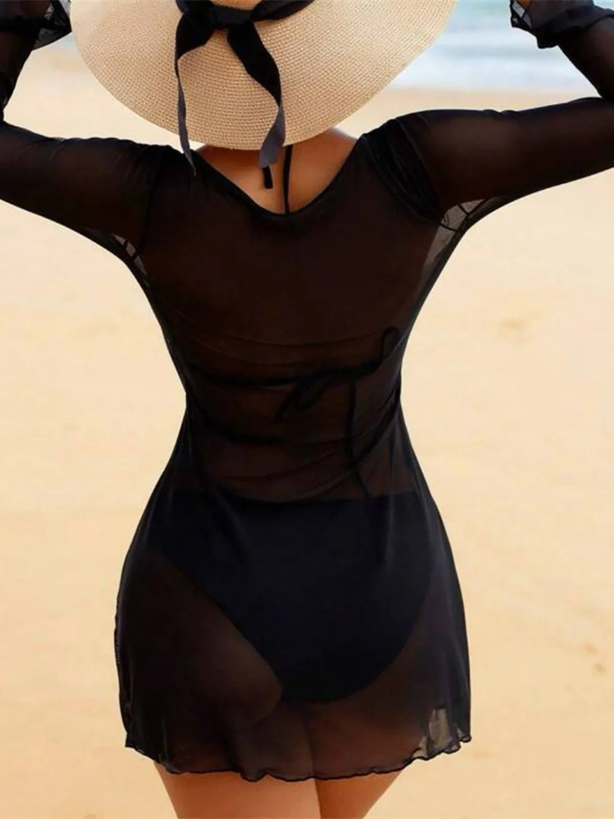 Ensemble de maillot de bain trois pièces avec robe à manches longues pour femmes