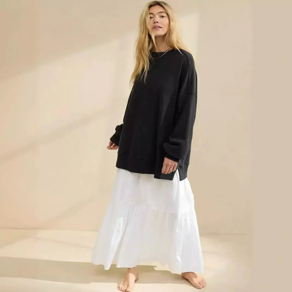 Sweat-shirt à manches longues et col rond pour femmes