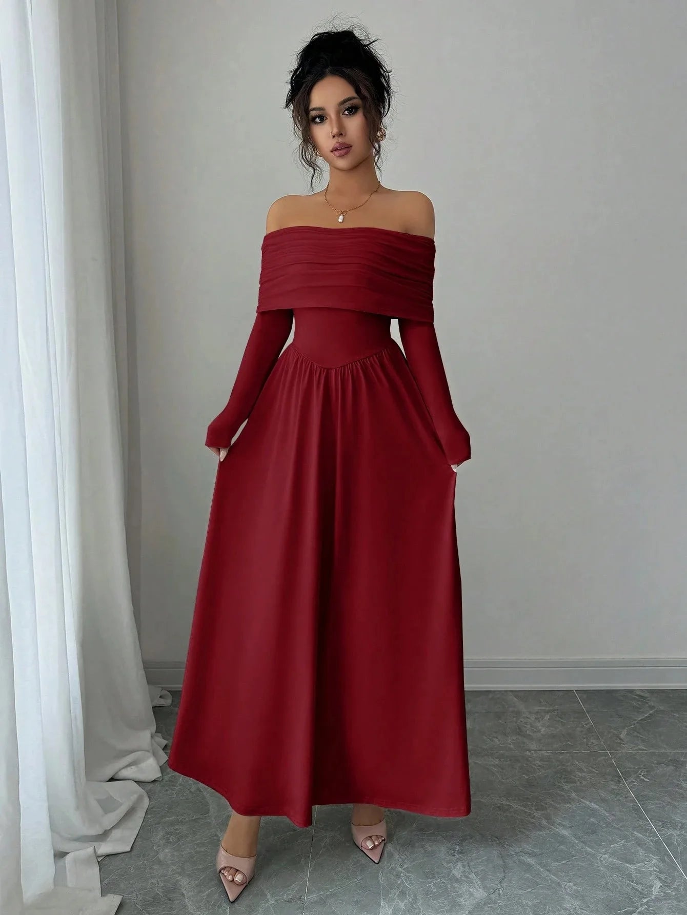 Robes longues et cintrées à coupe trapèze pour femmes