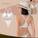 Ensemble soutien-gorge en dentelle ultra fine et respirante, string et culotte pour femmes