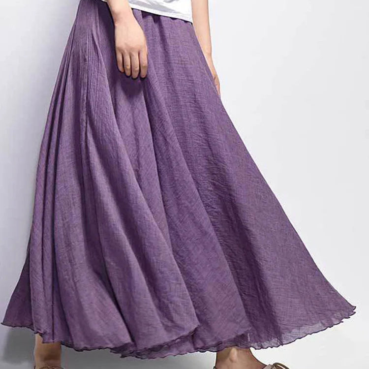 Jupe maxi en lin taille haute pour femmes