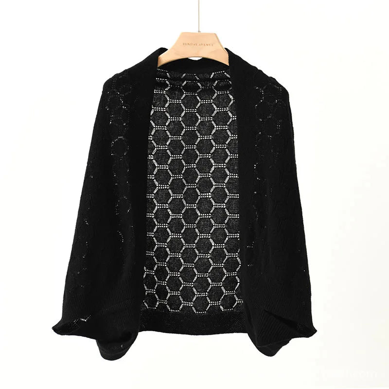Châle cardigan tricoté 100% pure laine pour femmes