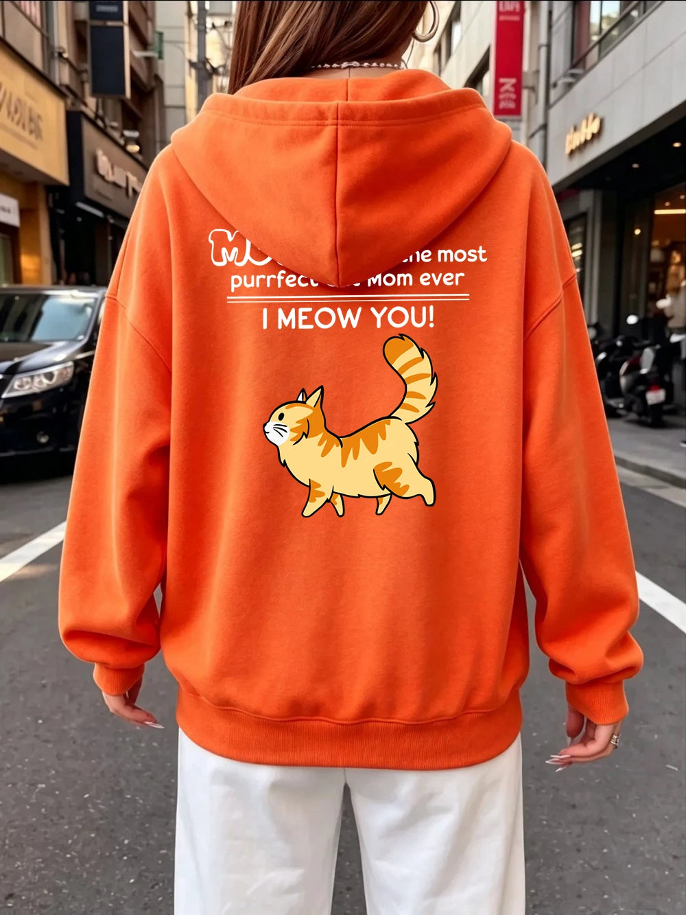 Sweat-shirts à capuche imprimés « Funny Cat Mom I Meow You » pour femmes