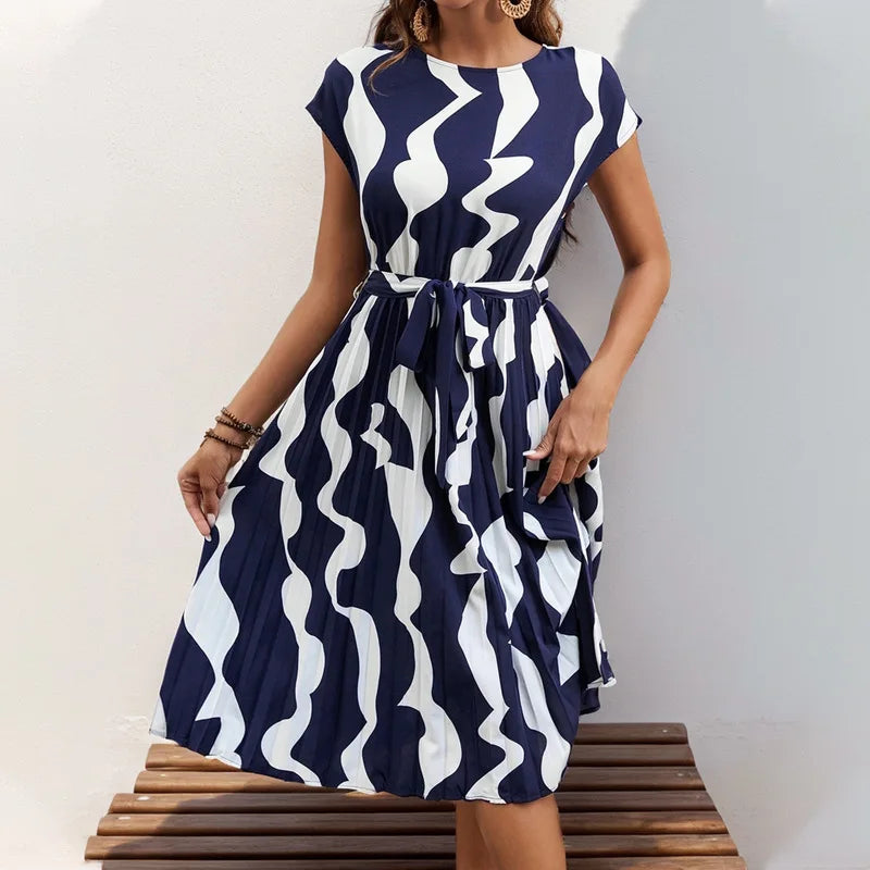 Robe mi-longue imprimée ample pour femmes