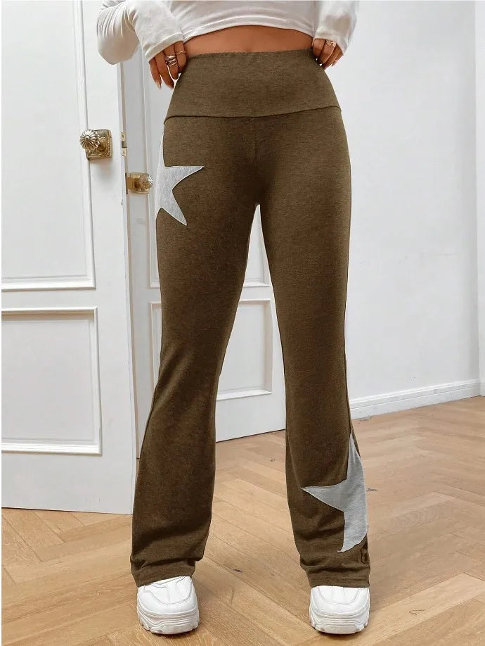 Pantalon long avec motif étoile pour femmes