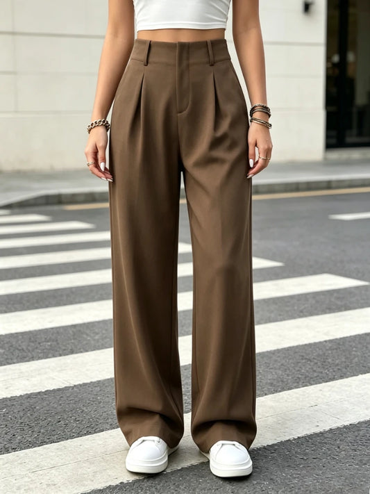Pantalon de Costume Femme – Taille Haute et Jambes Larges