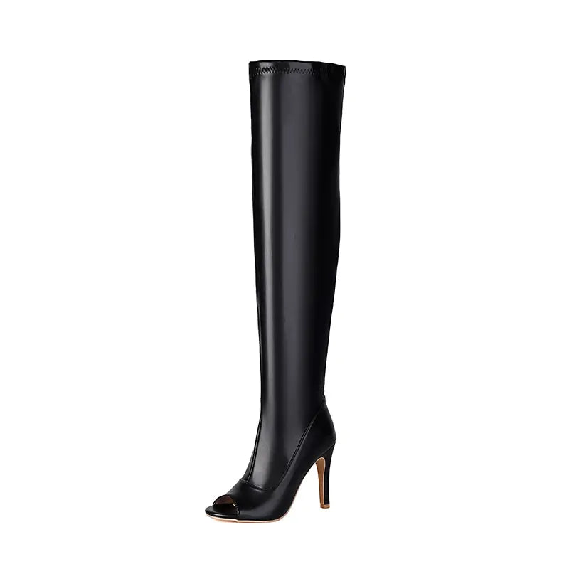 Bottes hautes Sexy à bout ouvert pour femmes
