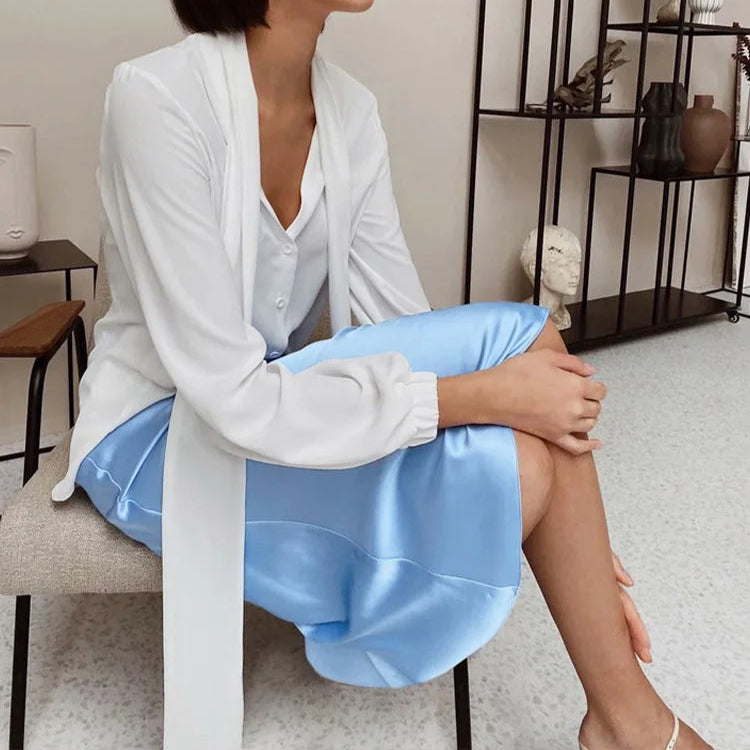 Jupe longue en Satin de soie pour femmes