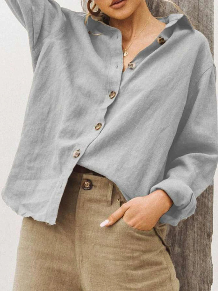 Chemise boutonnée à manches longues pour femmes