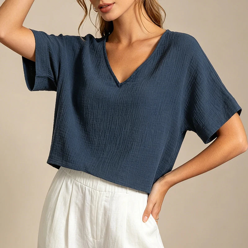 T-Shirt Chic Femme – Mousseline de Coton