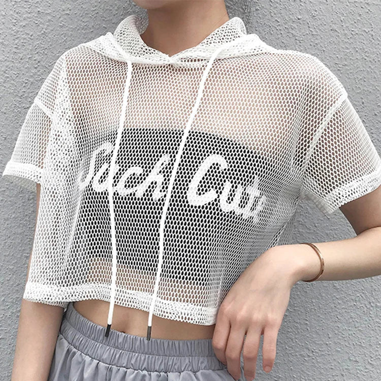 T-Shirt transparent à manches courtes pour femmes