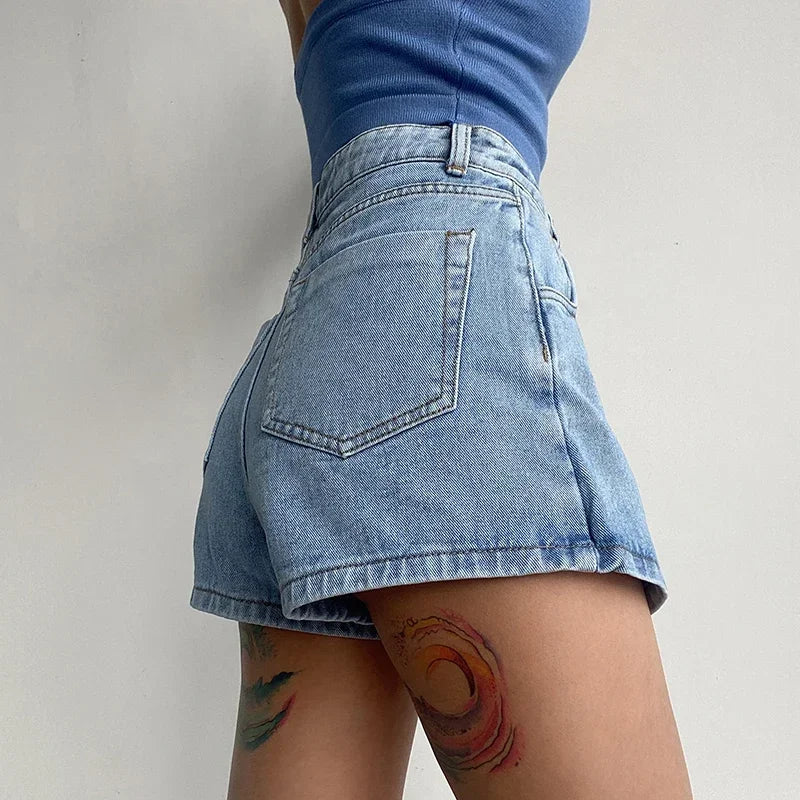 Jupe en jean taille haute irrégulière pour femmes