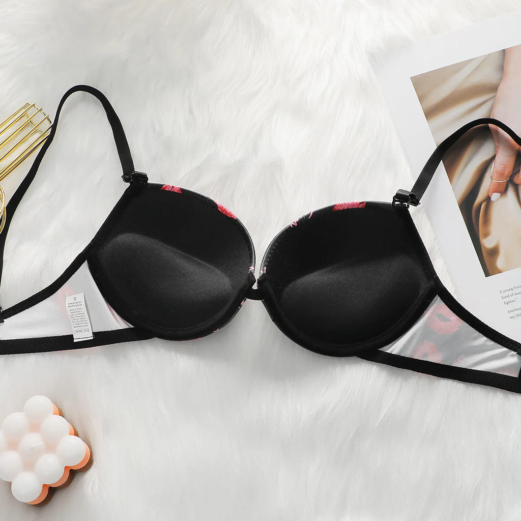 Ensemble de lingerie sexy à motif de lèvres pour femmes