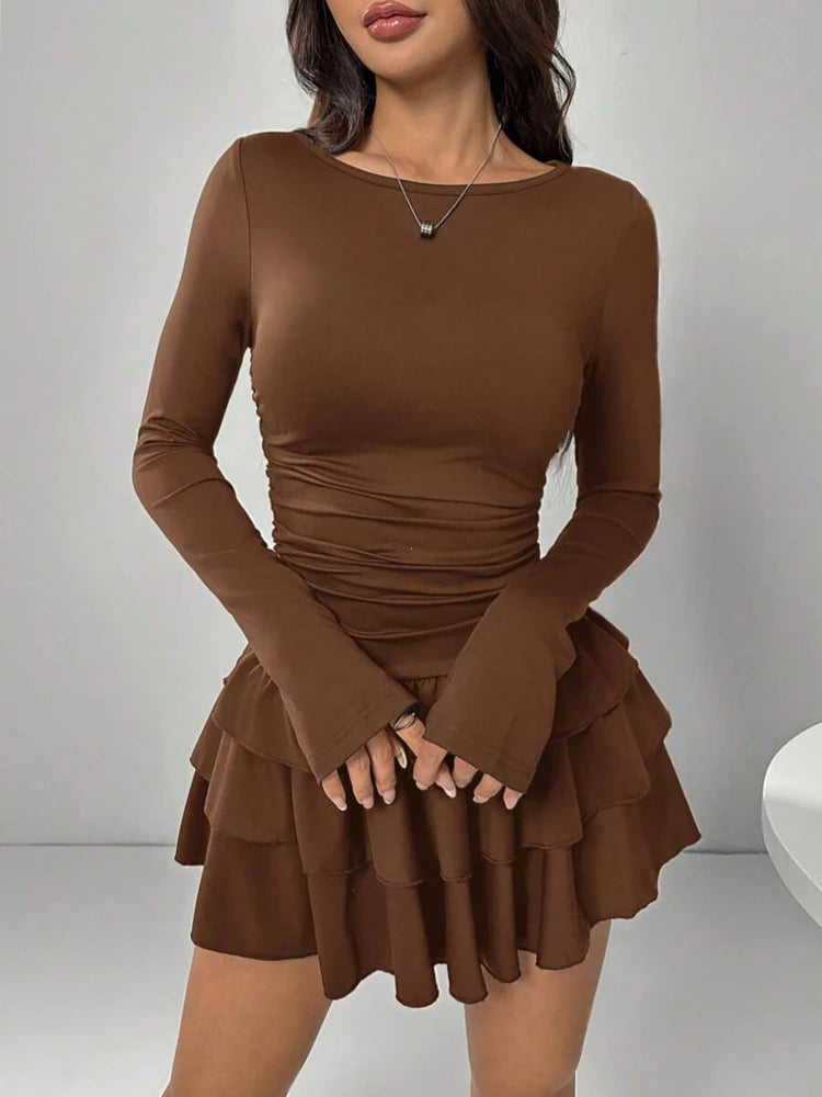 Mini robe à volants en cascade pour femmes