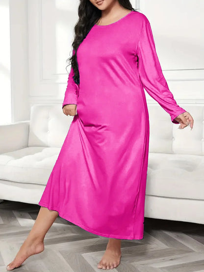 Robe de Nuit Mi-Longue Femme – Coupe Ample et Manches Longues