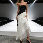 Robe longue bustier contrastée pour femmes