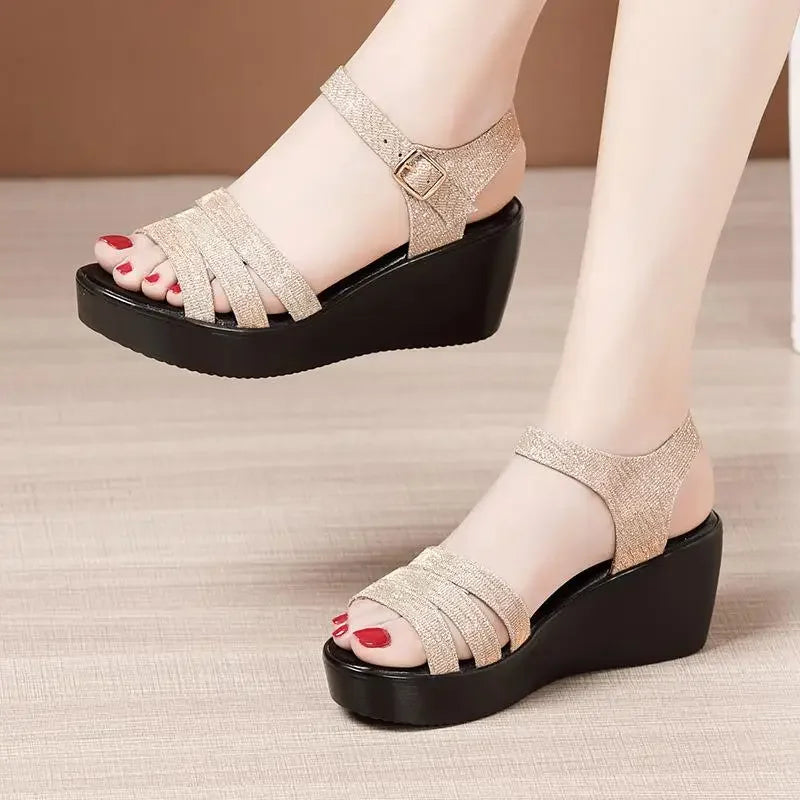 Sandales à talons compensés plate-forme d'été pour femmes