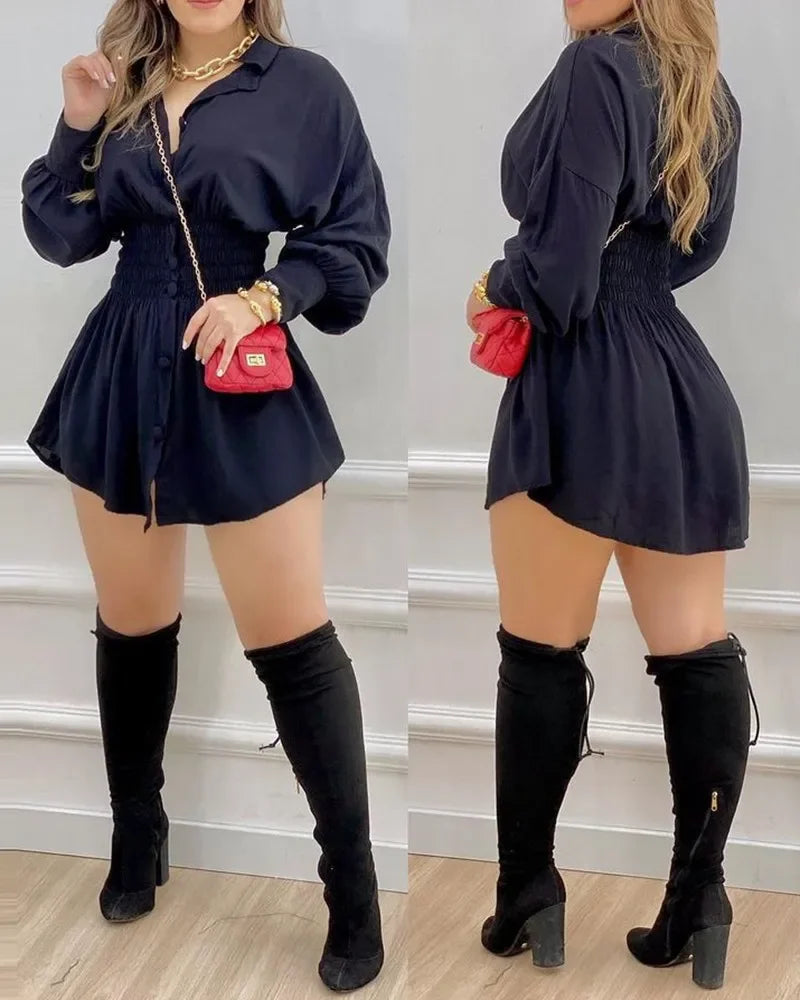 Chemise à manches longues cintrée à la taille pour femmes