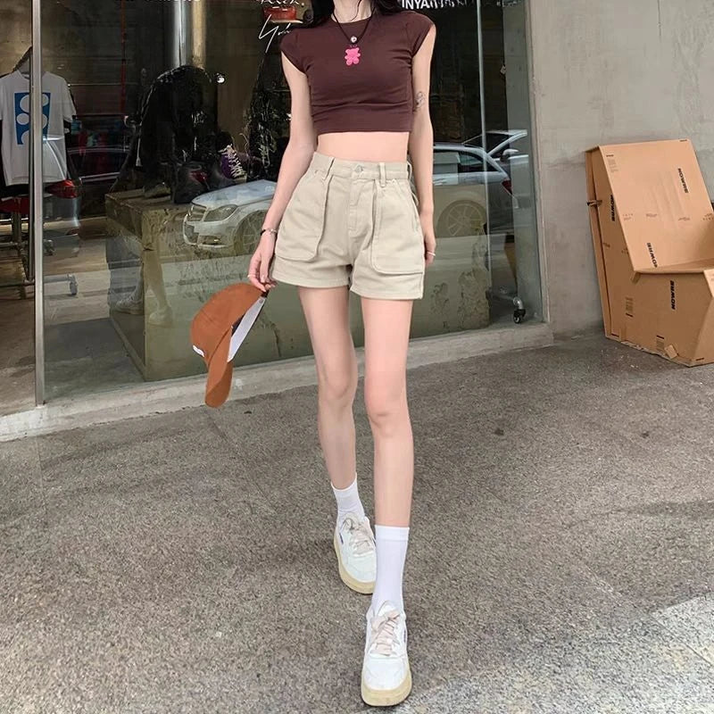 Short baggy court en jean pour femmes