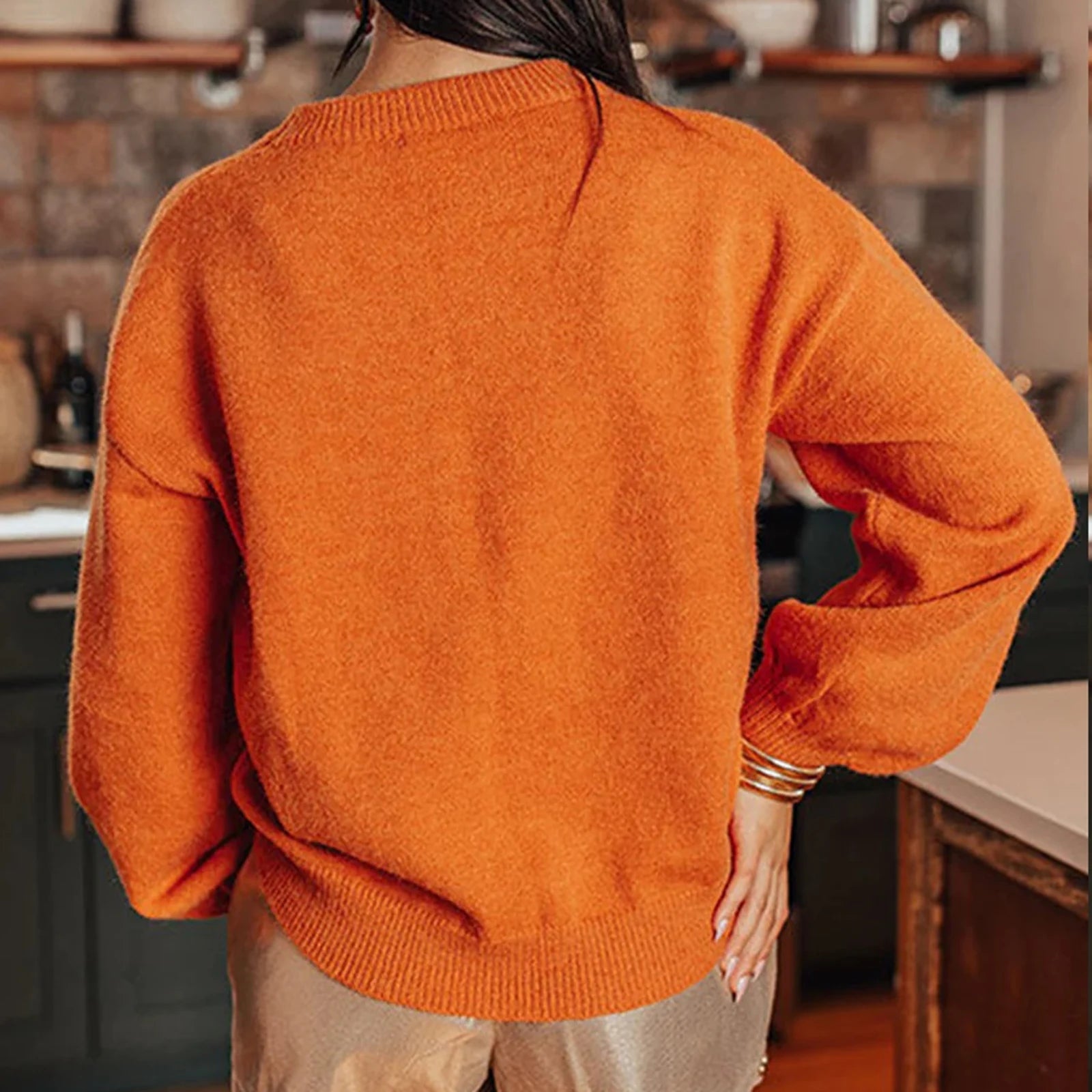 Pull en tricot brodé de lettres pour femmes