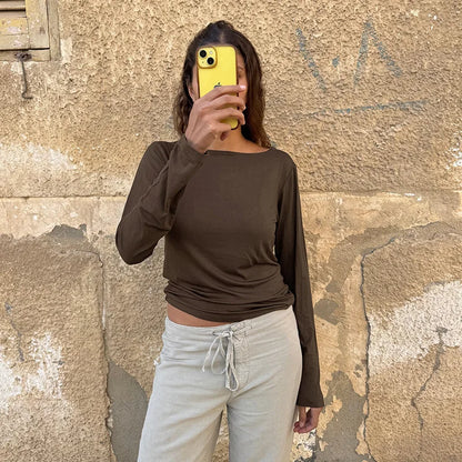 Haut Femme Dos Nu à Manches Longues