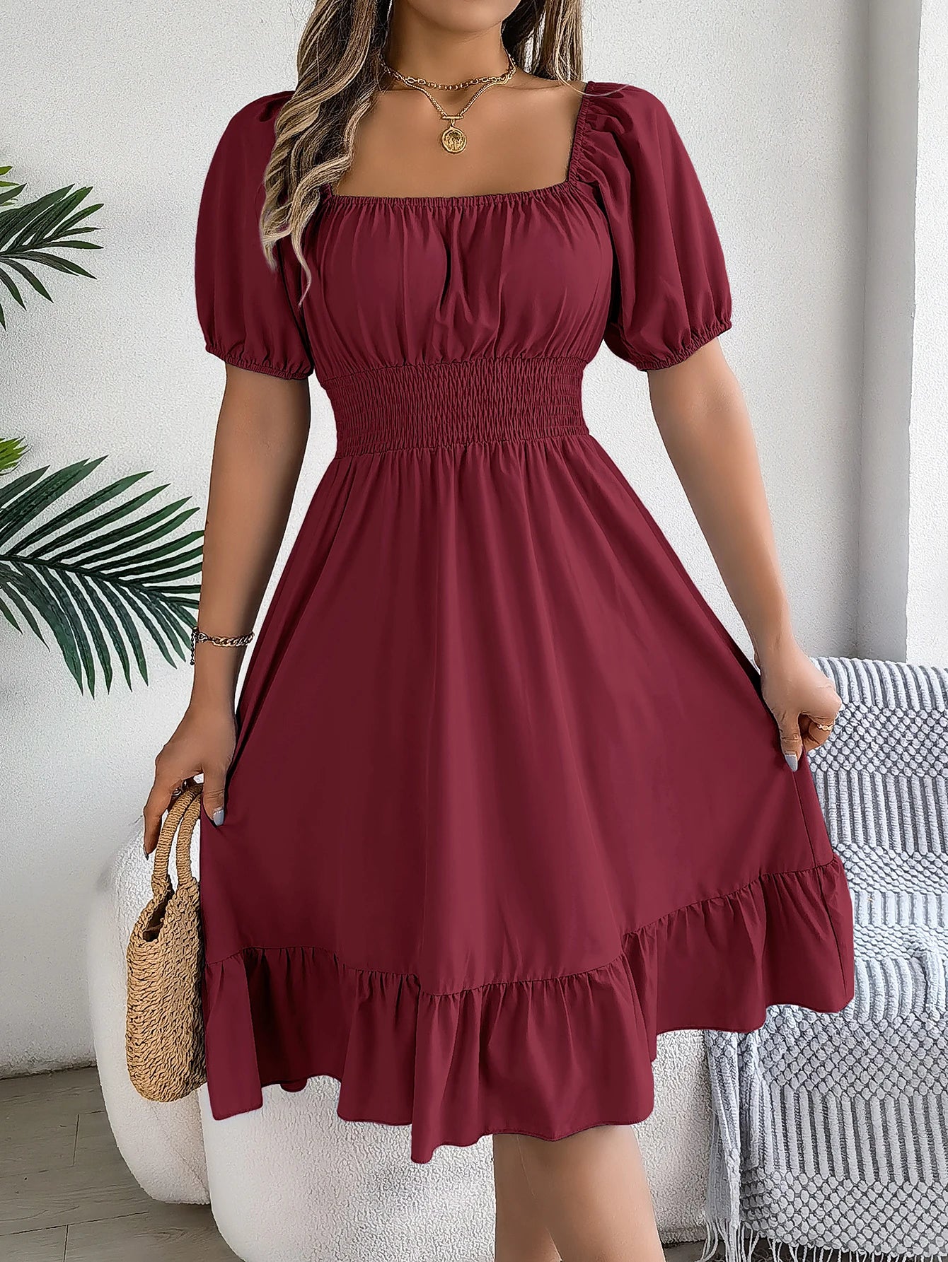 Robe à manches bouffantes pour femmes