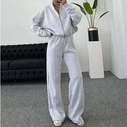 Ensemble Sportswear Femme – Cardigan Court Zippé et Pantalon