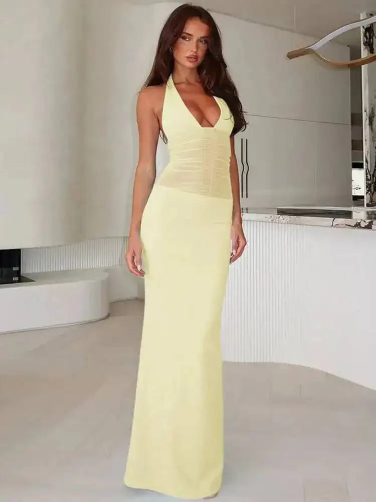Robe longue en maille épissage pour femmes