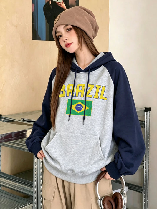 Sweat à Capuche Femme – Imprimé Brésil