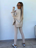 Ensembles décontracté pull ample + pantalons serrés pour femmes