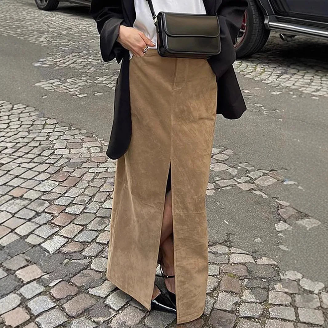Demi-jupe Vintage en daim pour femmes
