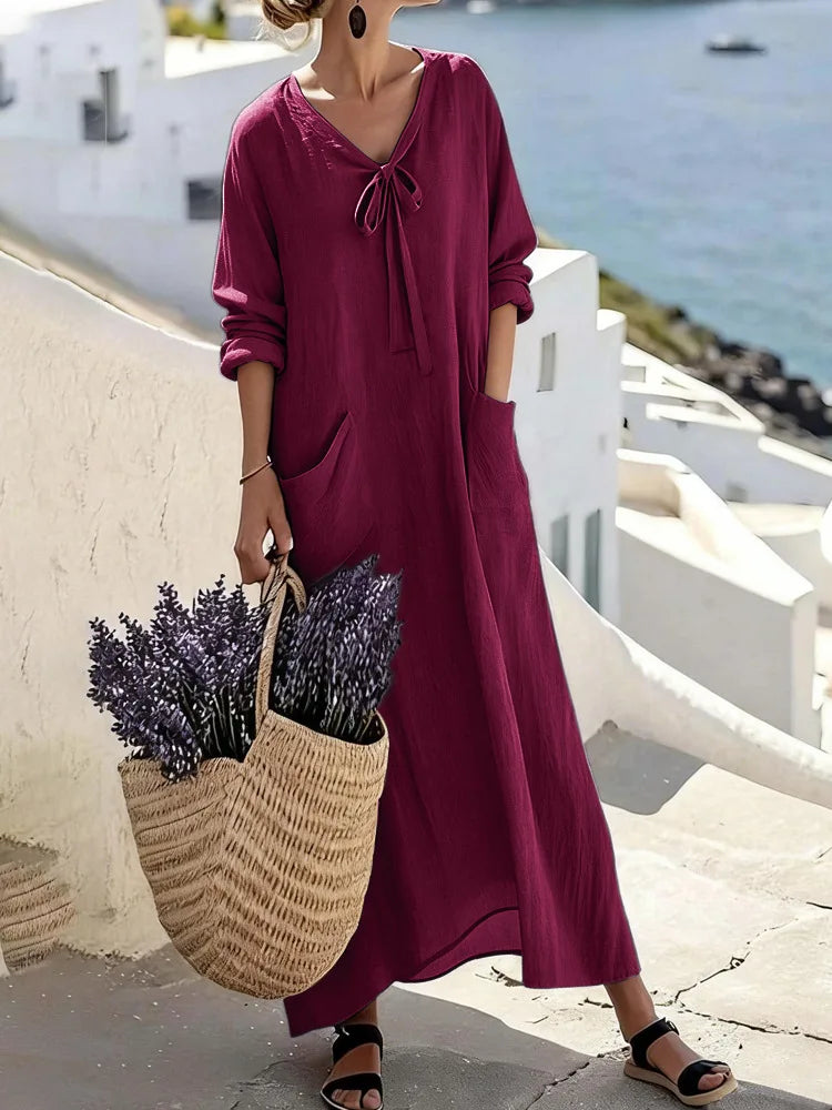 Robes longues décontractées de couleur unie pour femmes